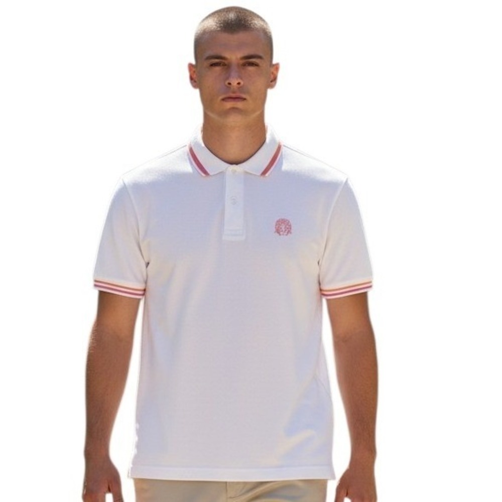 Maceoo White Designer Mozart Mens size Large Preppy Coastal Classic Polo Shirt